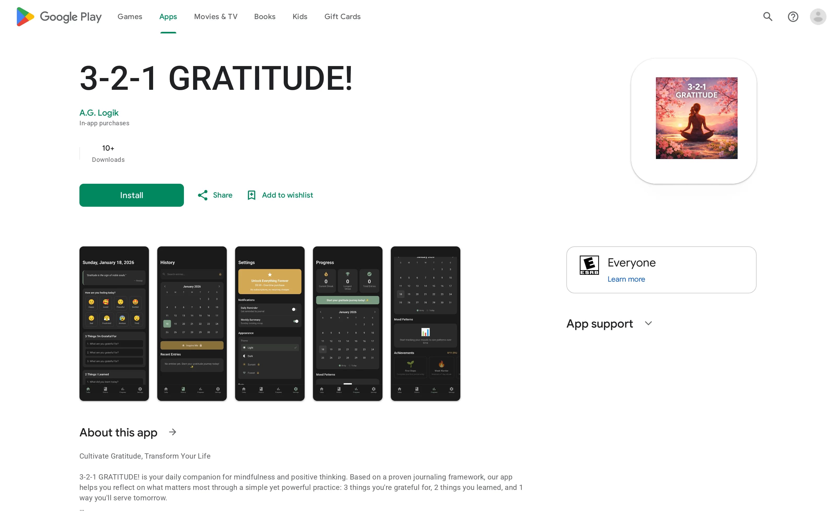 Screenshot of 3-2-1 GRATITUDE!